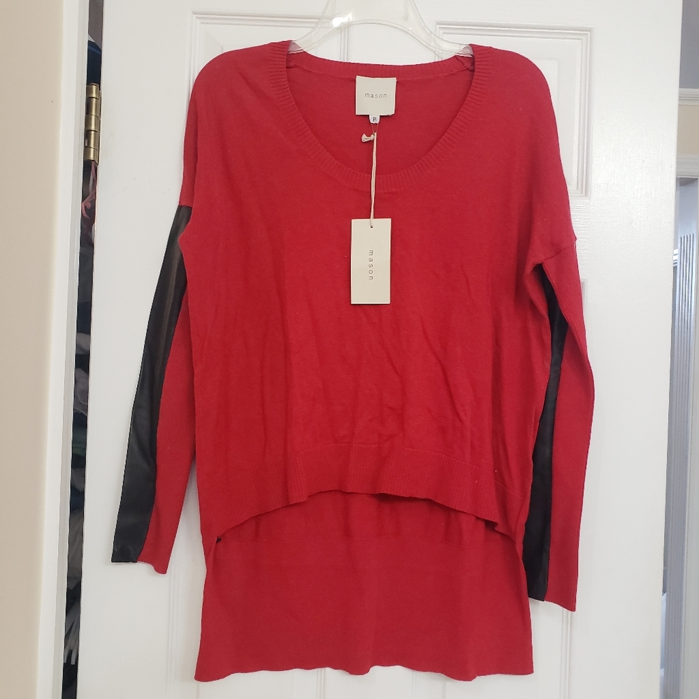 NWT Michelle Mason Cashmere Leather Sweater